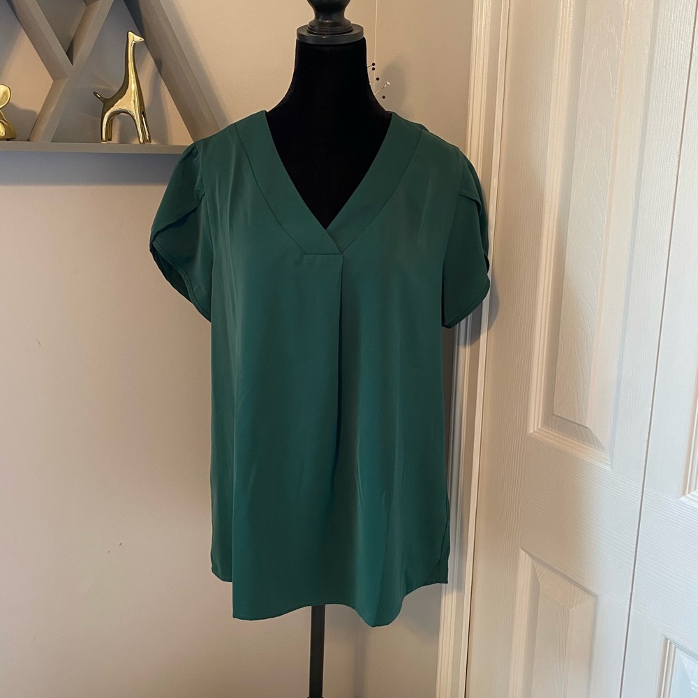 Elegant Green Women's Top, Size Large, NWOT never worn Soft Silky Stretchy Top!